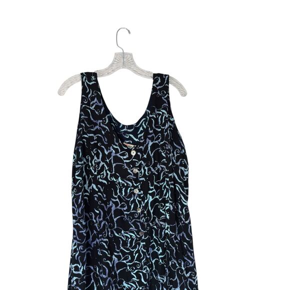 Tropical Group Dress Blue Sleeveless Button Up Hawaiian Beachy Vacation Size XL - Picture 3 of 10